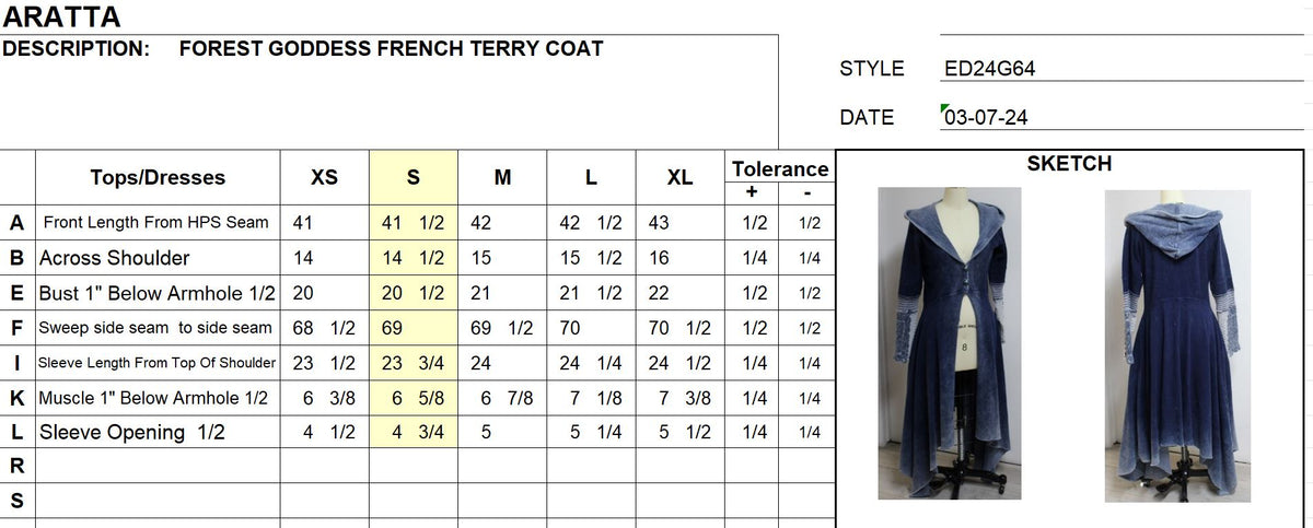 Aratta - Forest Goddess French Terry Coat - Charcoal