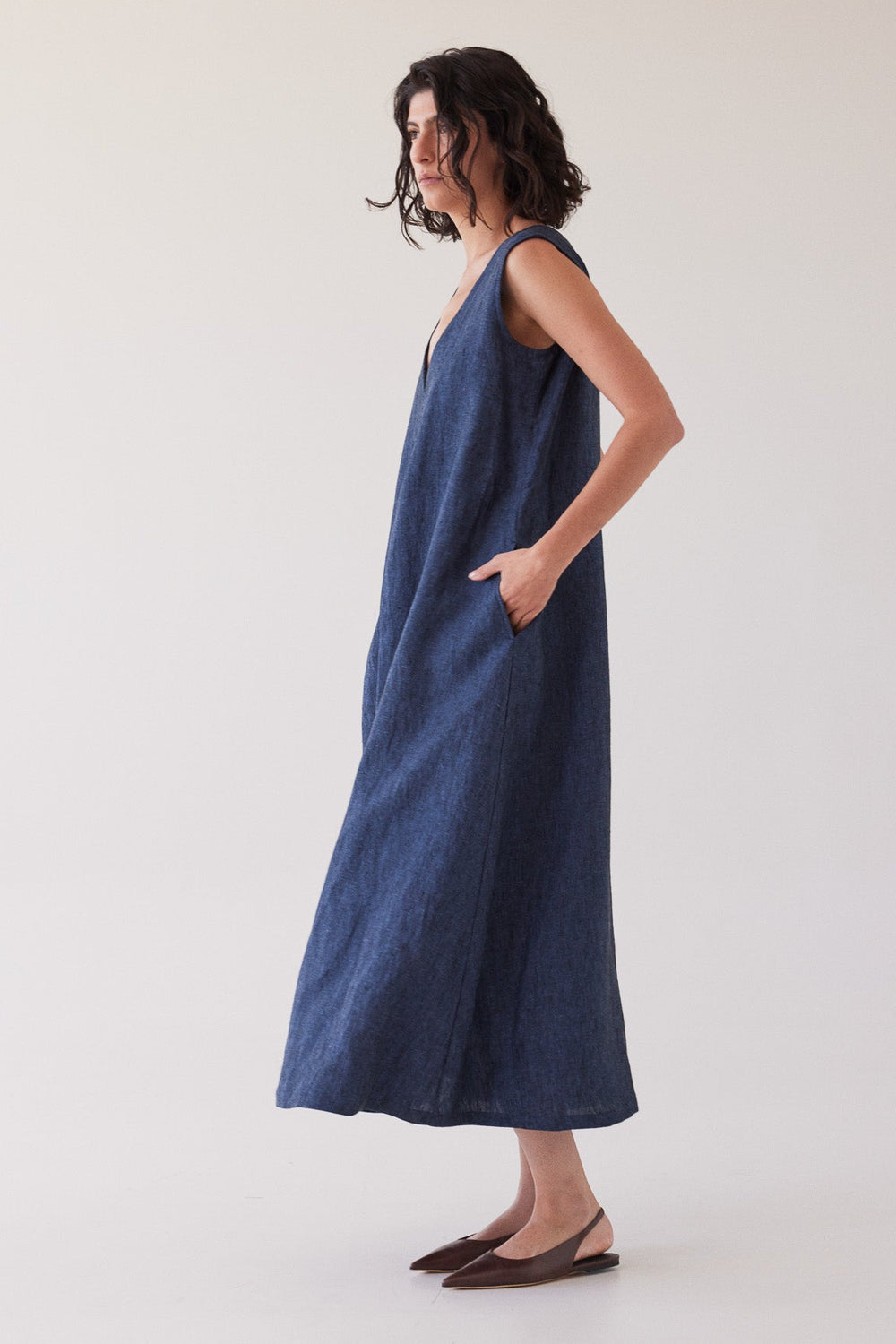 Eva’s Sunday - Albert - Reversible Linen Dress - Navy