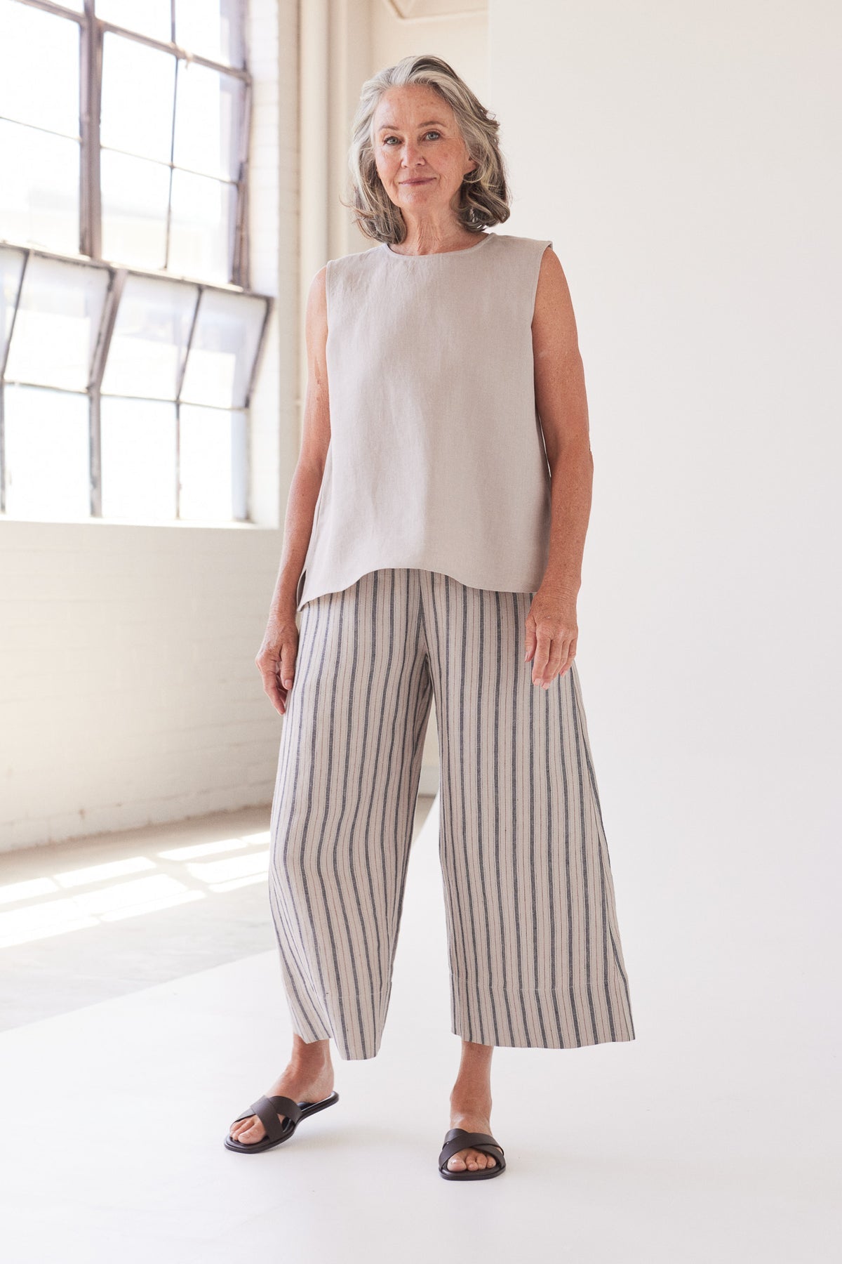 Eva’s Sunday - Mila - Sleeveless Linen Top - Stone