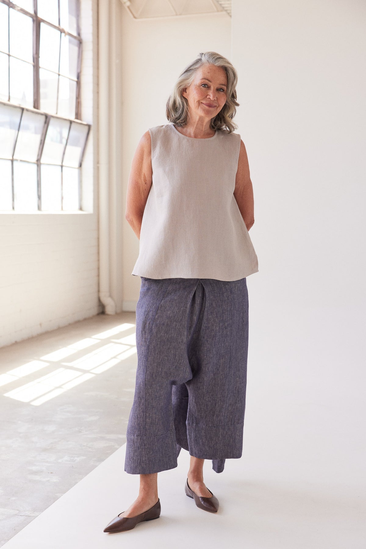 Eva’s Sunday - Mila - Sleeveless Linen Top - Stone
