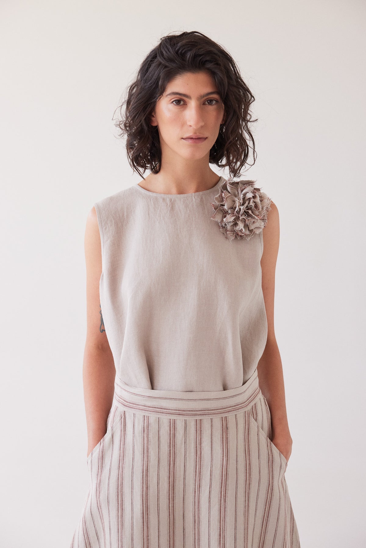 Eva’s Sunday - Mila - Sleeveless Linen Top - Stone