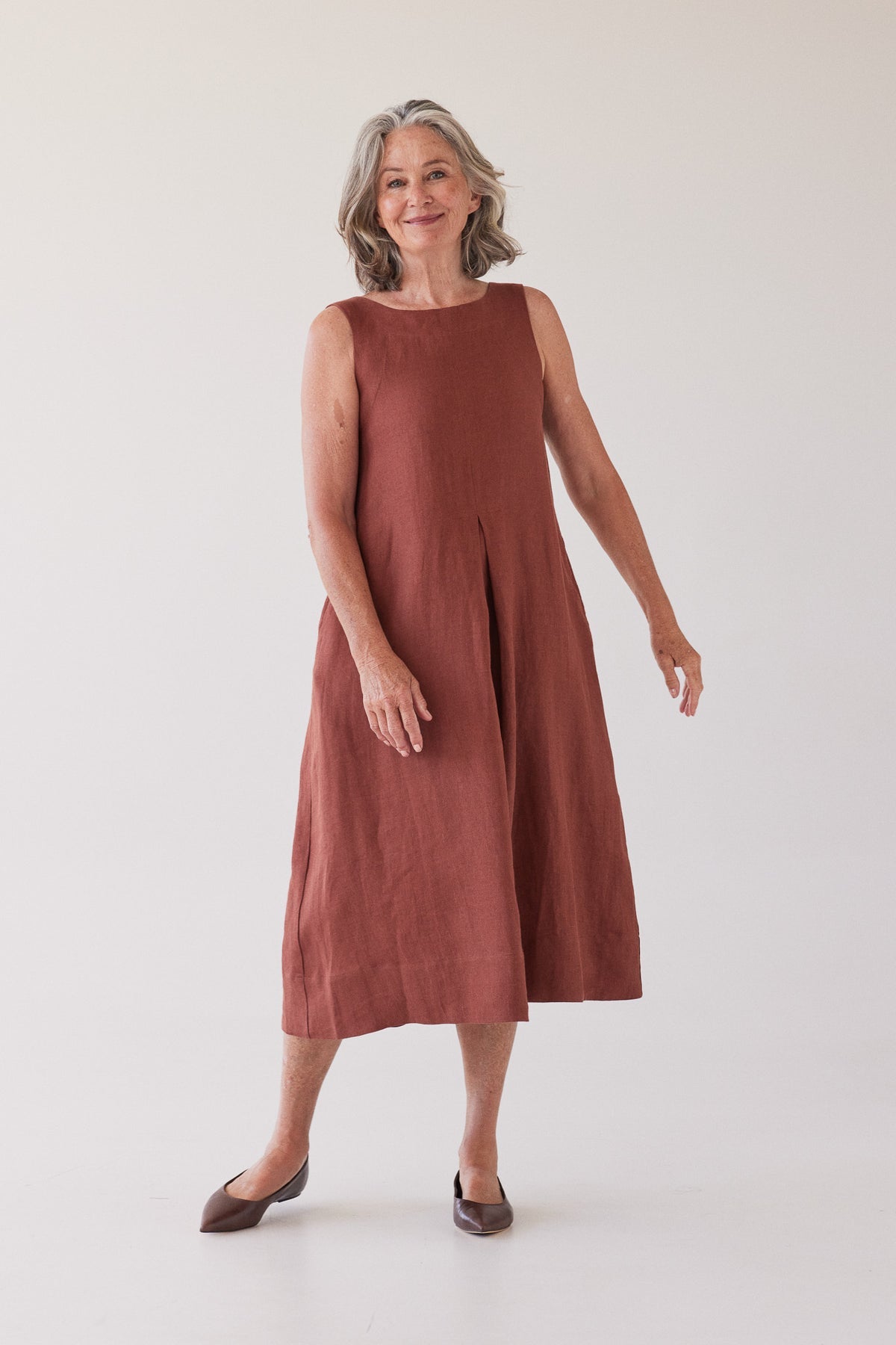 Eva’s Sunday - Paloma - Sleeveless Linen Dress - Brick