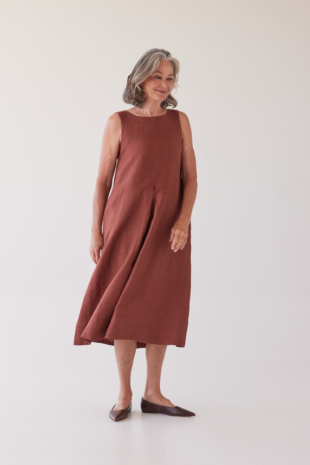 Eva’s Sunday - Paloma - Sleeveless Linen Dress - Brick