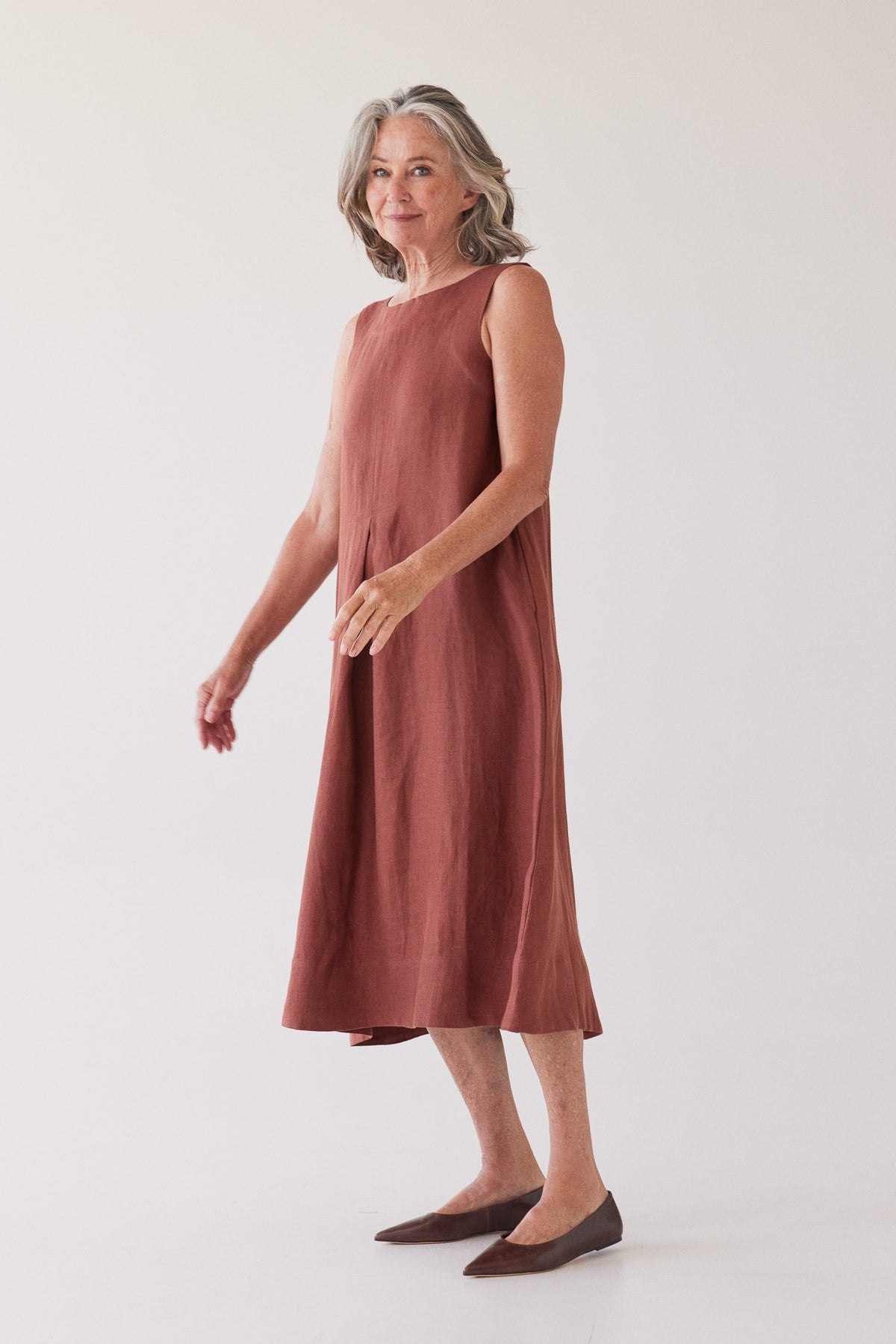Eva’s Sunday - Paloma - Sleeveless Linen Dress - Brick