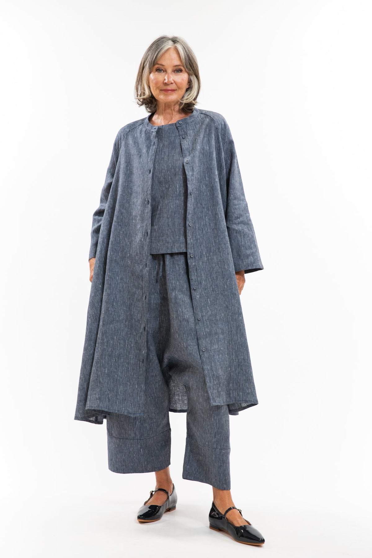 Eva’s Sunday - ‘Roma’ Jacket/Dress - Navy Pinstripe