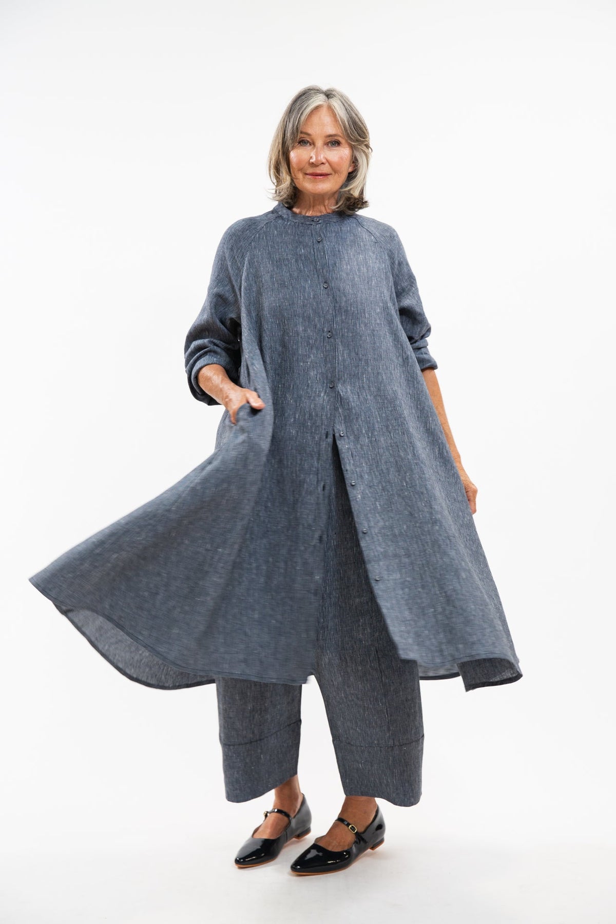 Eva’s Sunday - ‘Roma’ Jacket/Dress - Navy Pinstripe