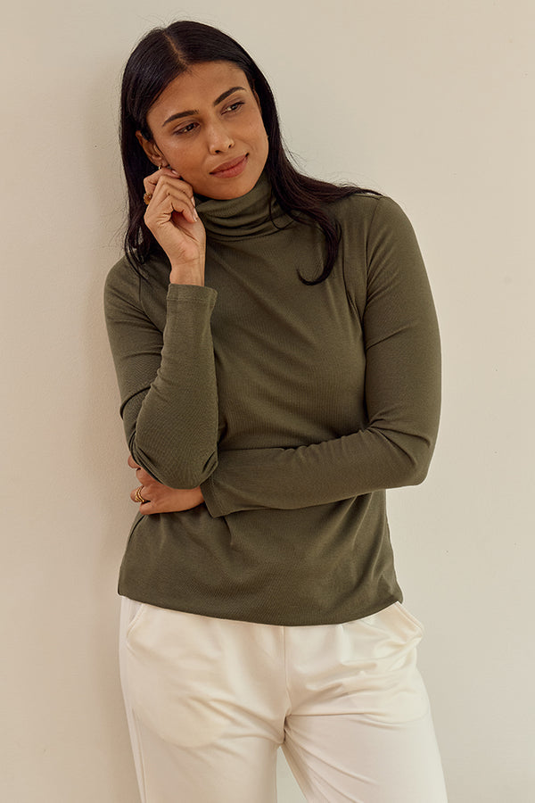 Bamboo Body - Maya - Turtle Neck Bamboo/Wool Layering Top