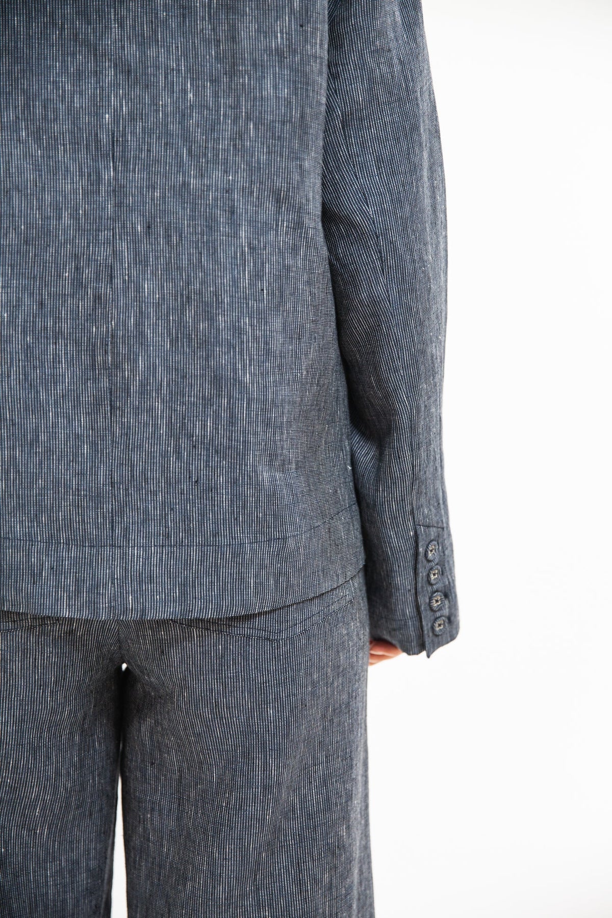 Eva’s Sunday - ‘Conran’ Linen Blaze - Navy Pinstripe