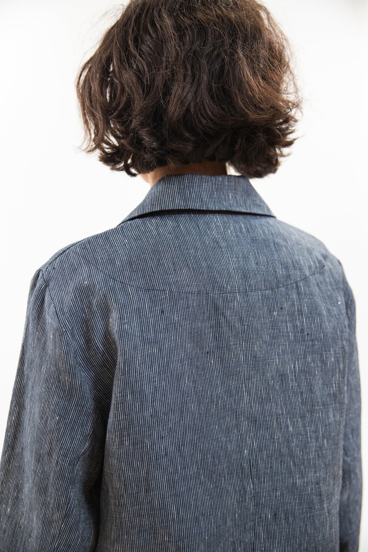 Eva’s Sunday - ‘Conran’ Linen Blaze - Navy Pinstripe