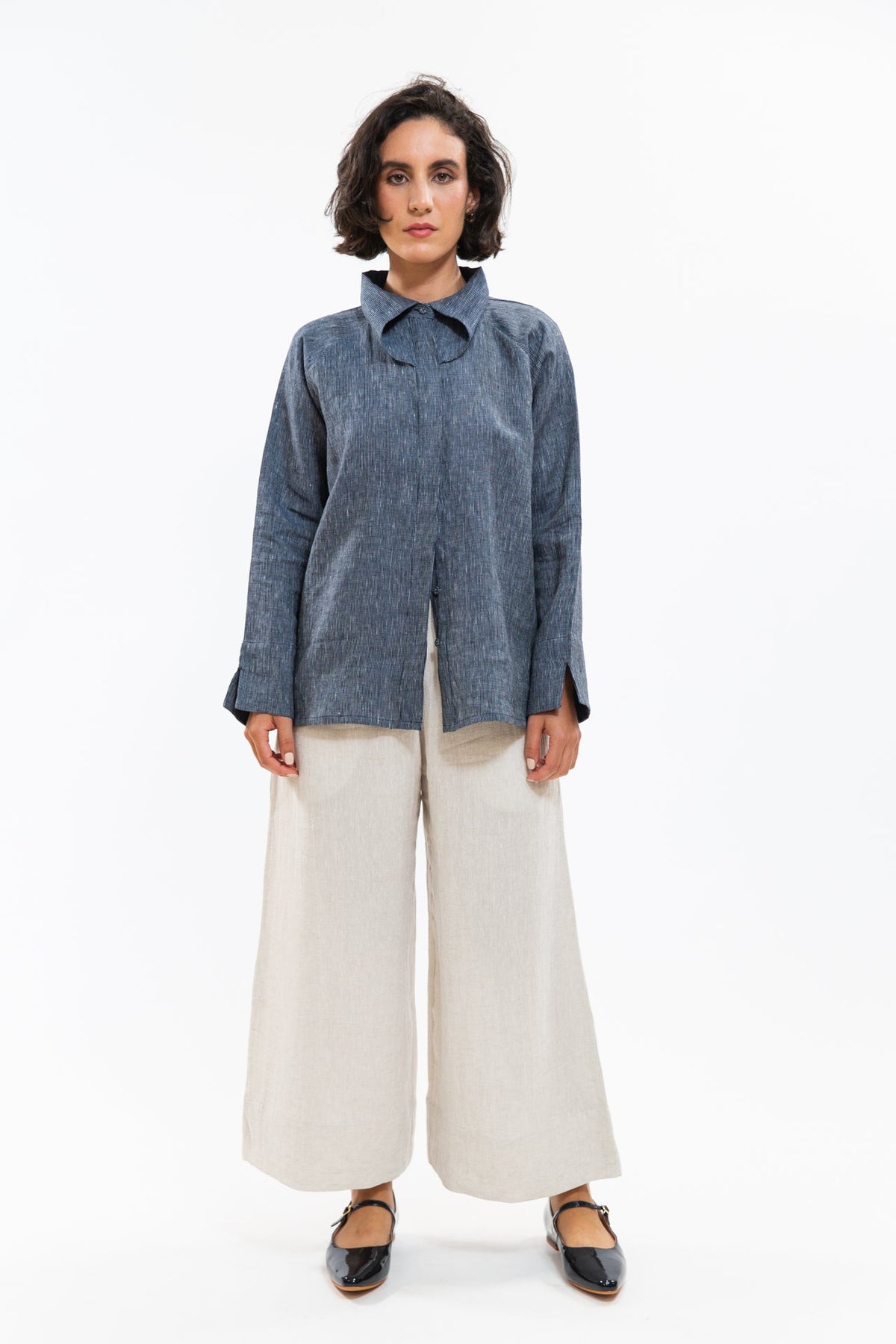 Eva’s Sunday - Clarke Shirt - Navy Pinstripe