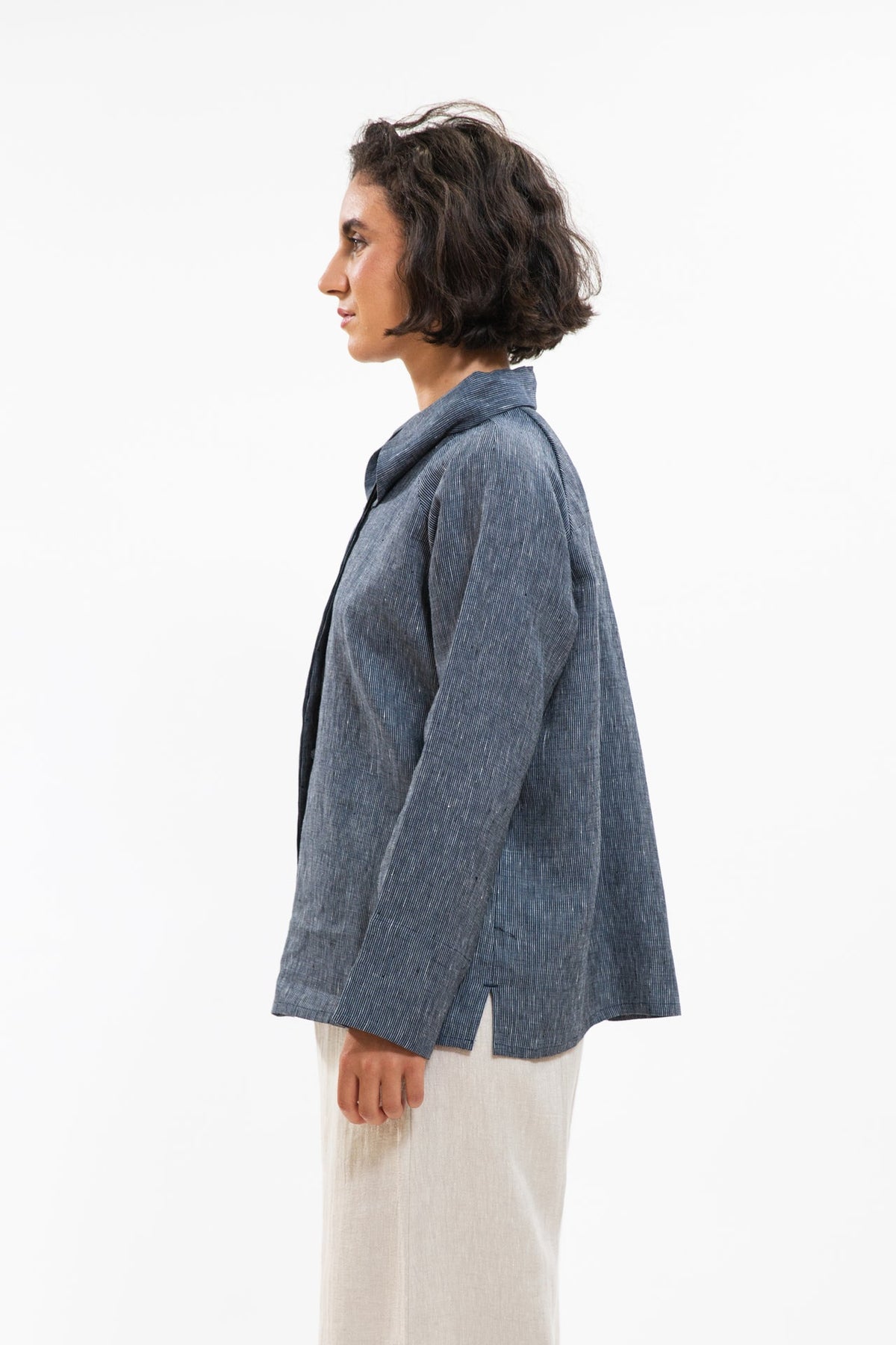 Eva’s Sunday - Clarke Shirt - Navy Pinstripe