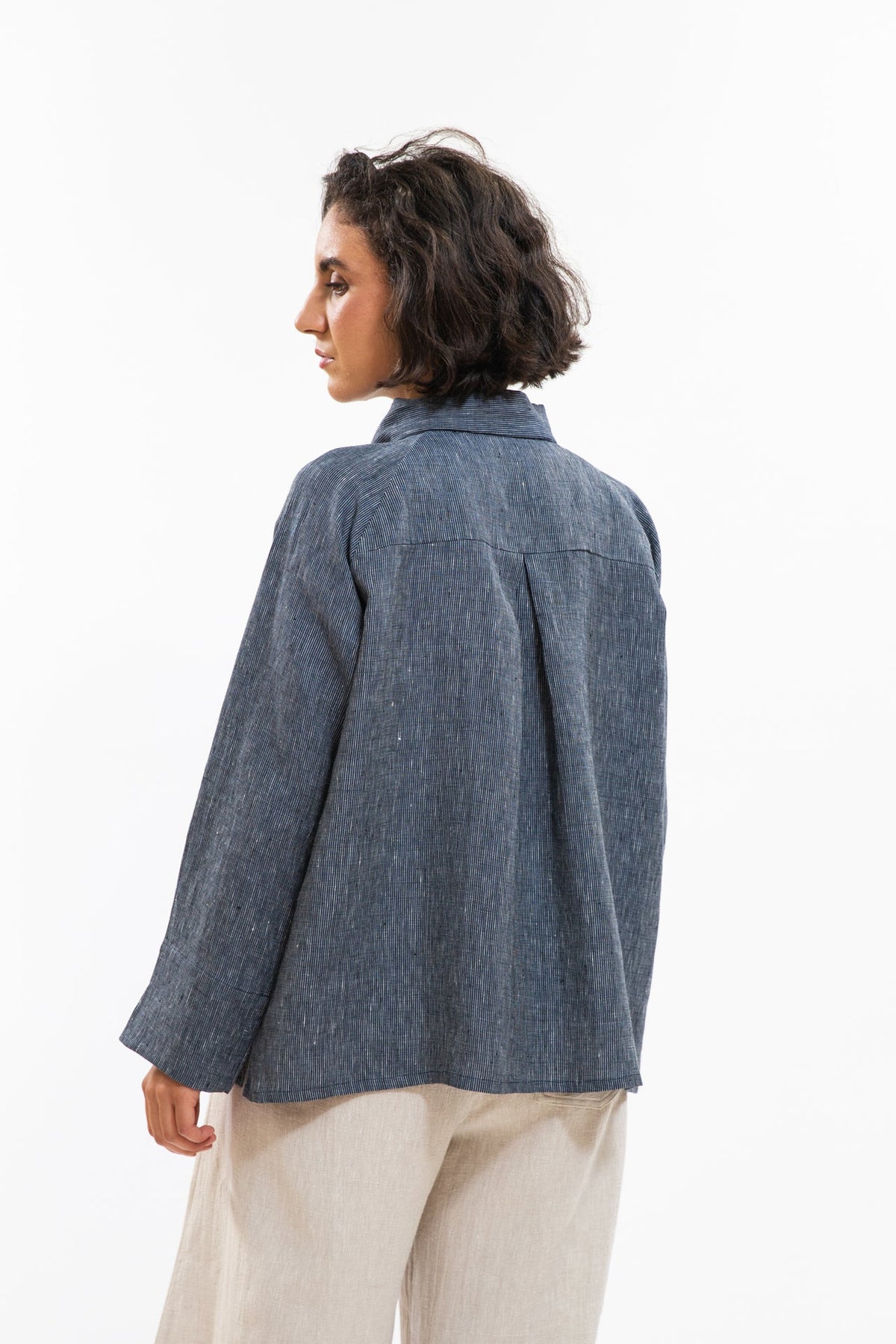 Eva’s Sunday - Clarke Shirt - Navy Pinstripe