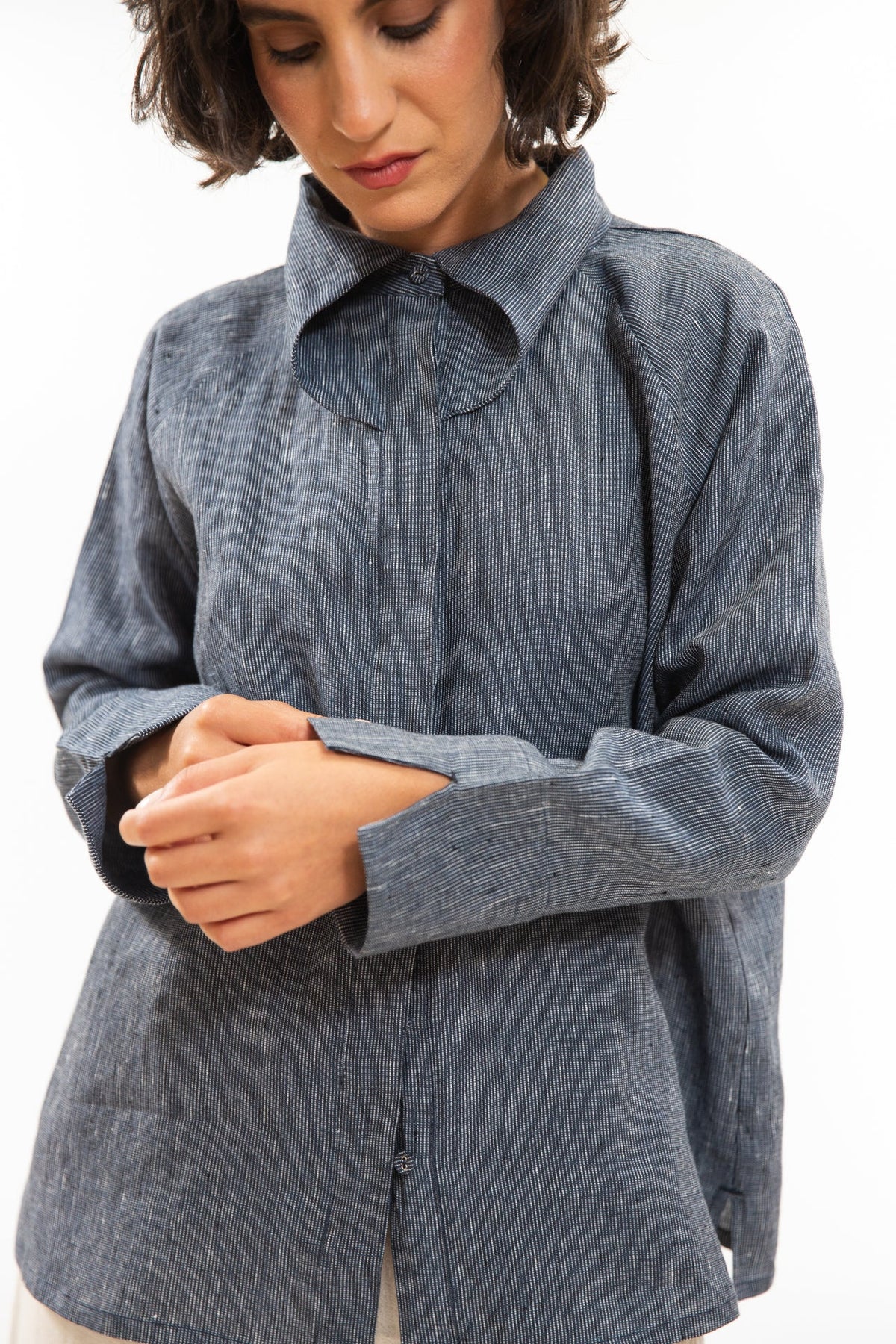 Eva’s Sunday - Clarke Shirt - Navy Pinstripe
