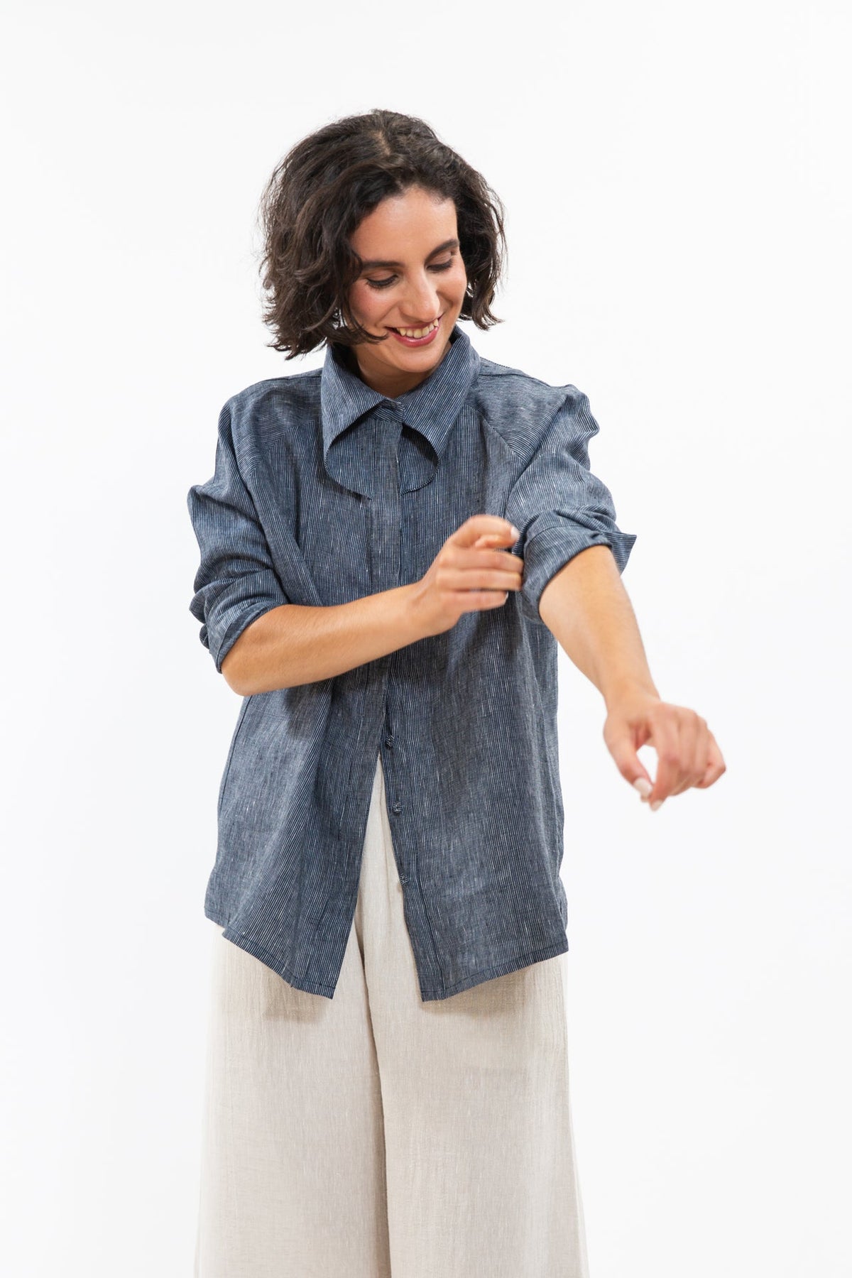 Eva’s Sunday - Clarke Shirt - Navy Pinstripe