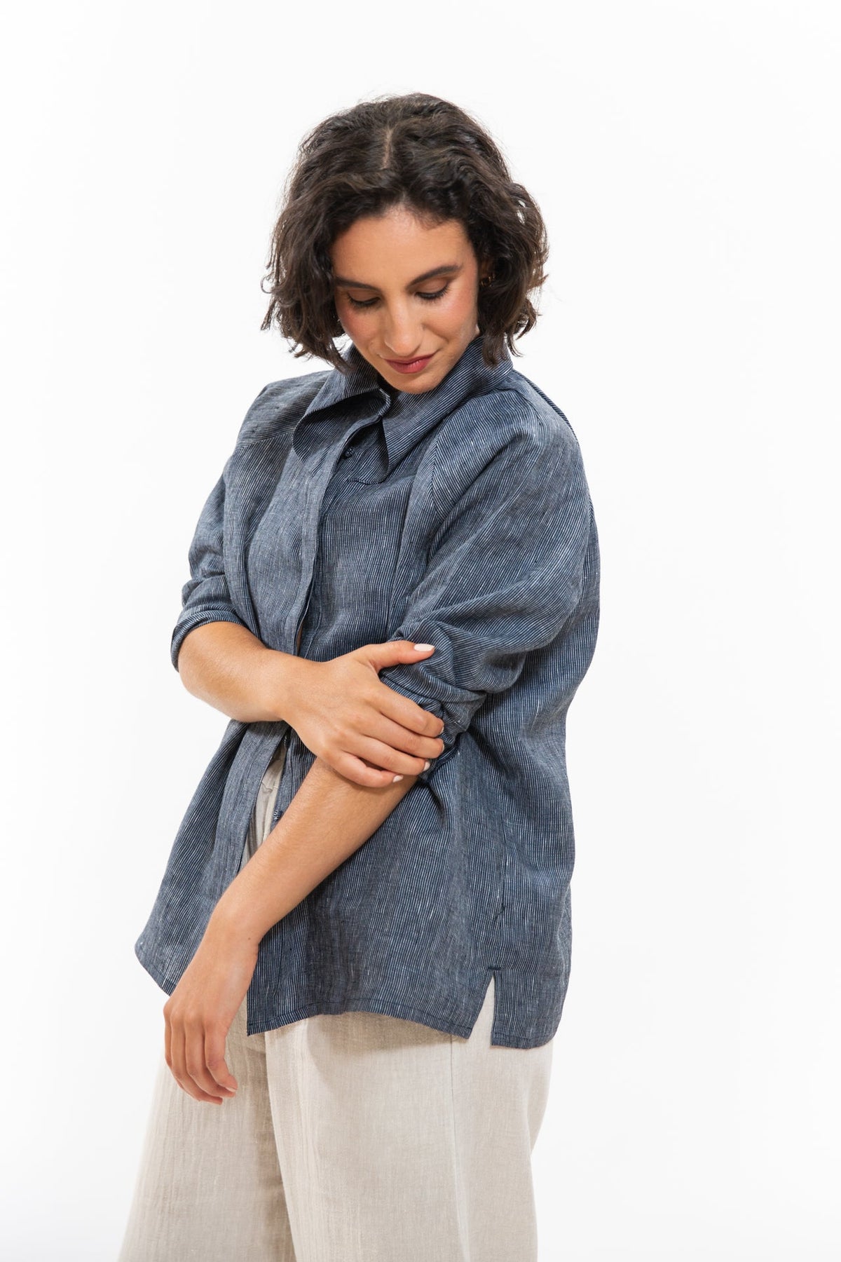 Eva’s Sunday - Clarke Shirt - Navy Pinstripe