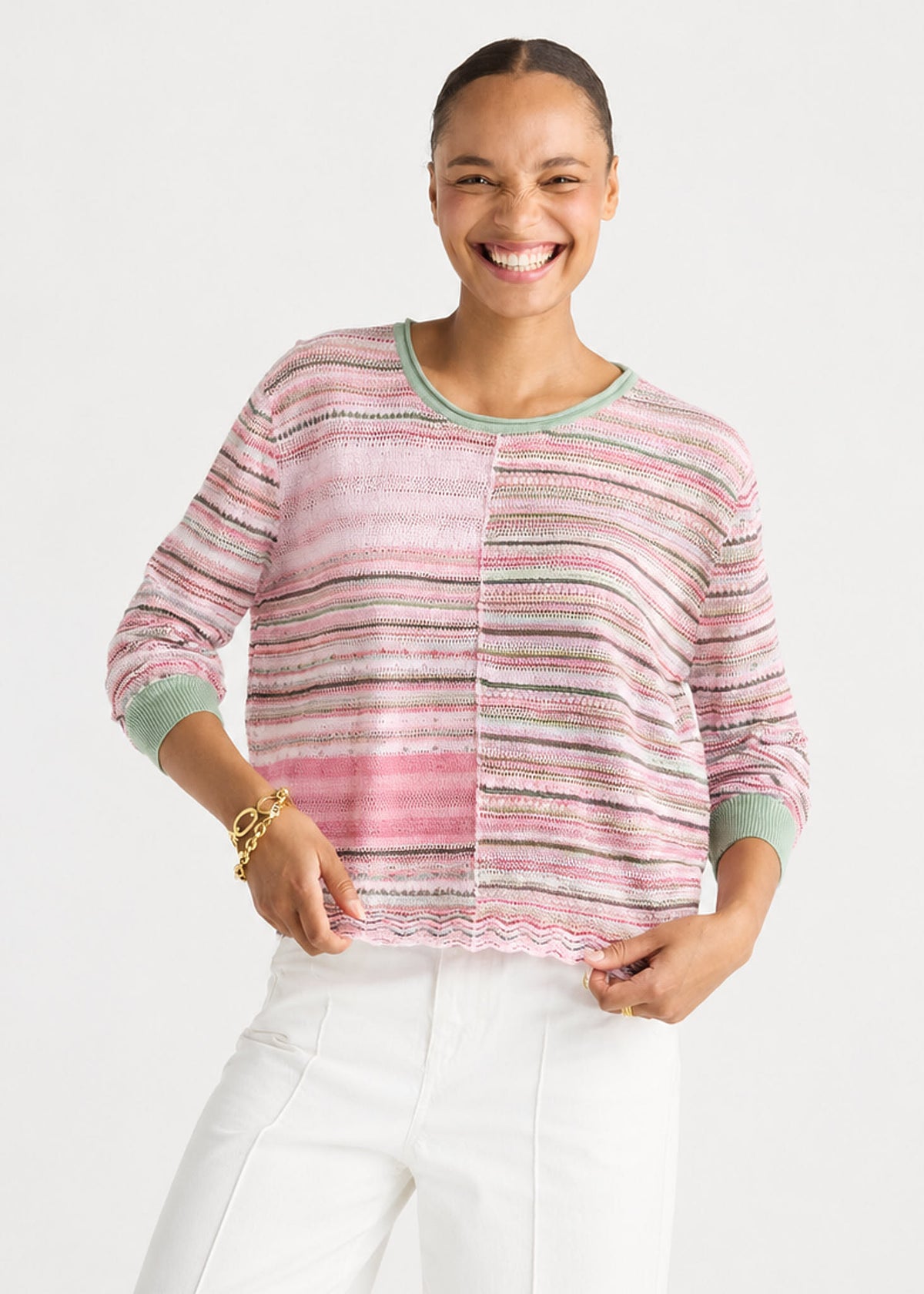 LD & Co - Mixed Lace Top Knit - Aloe