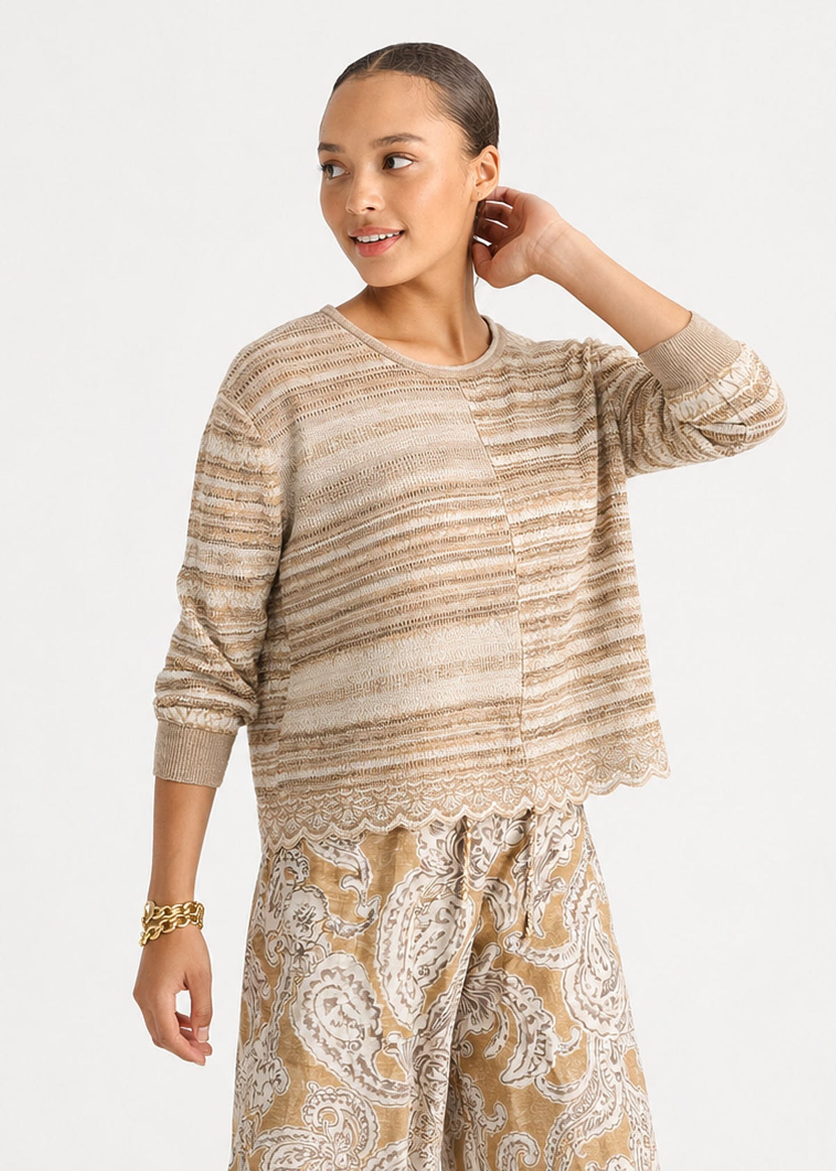 LD & Co - Mixed Lace Top Knit - Natural
