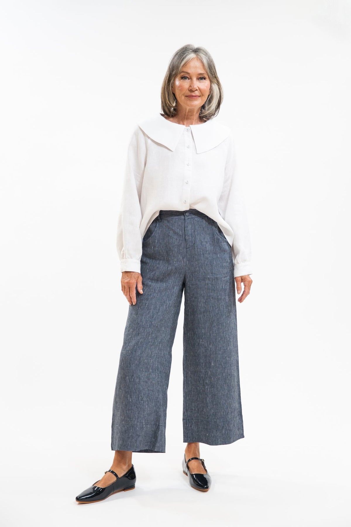 Eva’s Sunday - ‘Bowie’ Linen Pant - Navy Pinstripe