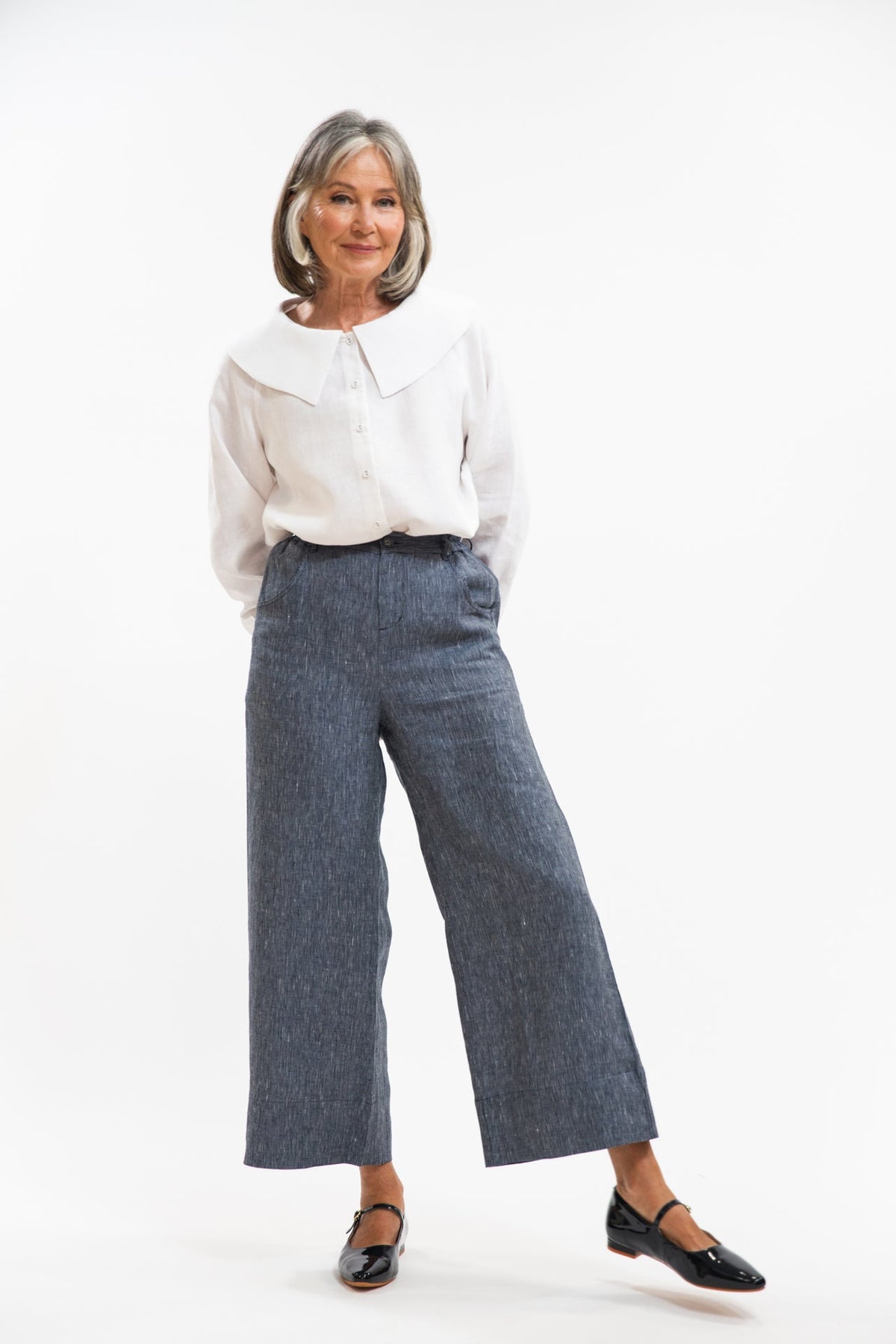 Eva’s Sunday - ‘Bowie’ Linen Pant - Navy Pinstripe
