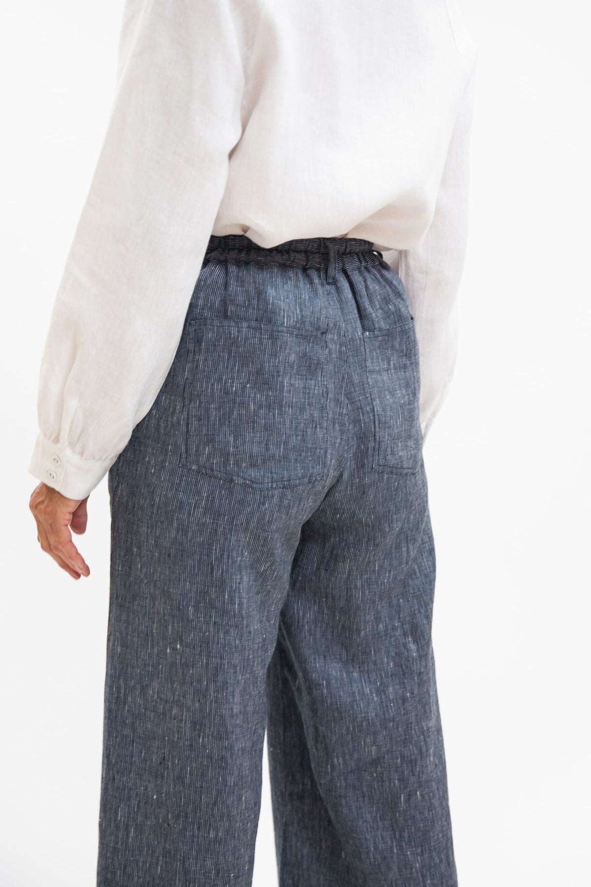 Eva’s Sunday - ‘Bowie’ Linen Pant - Navy Pinstripe