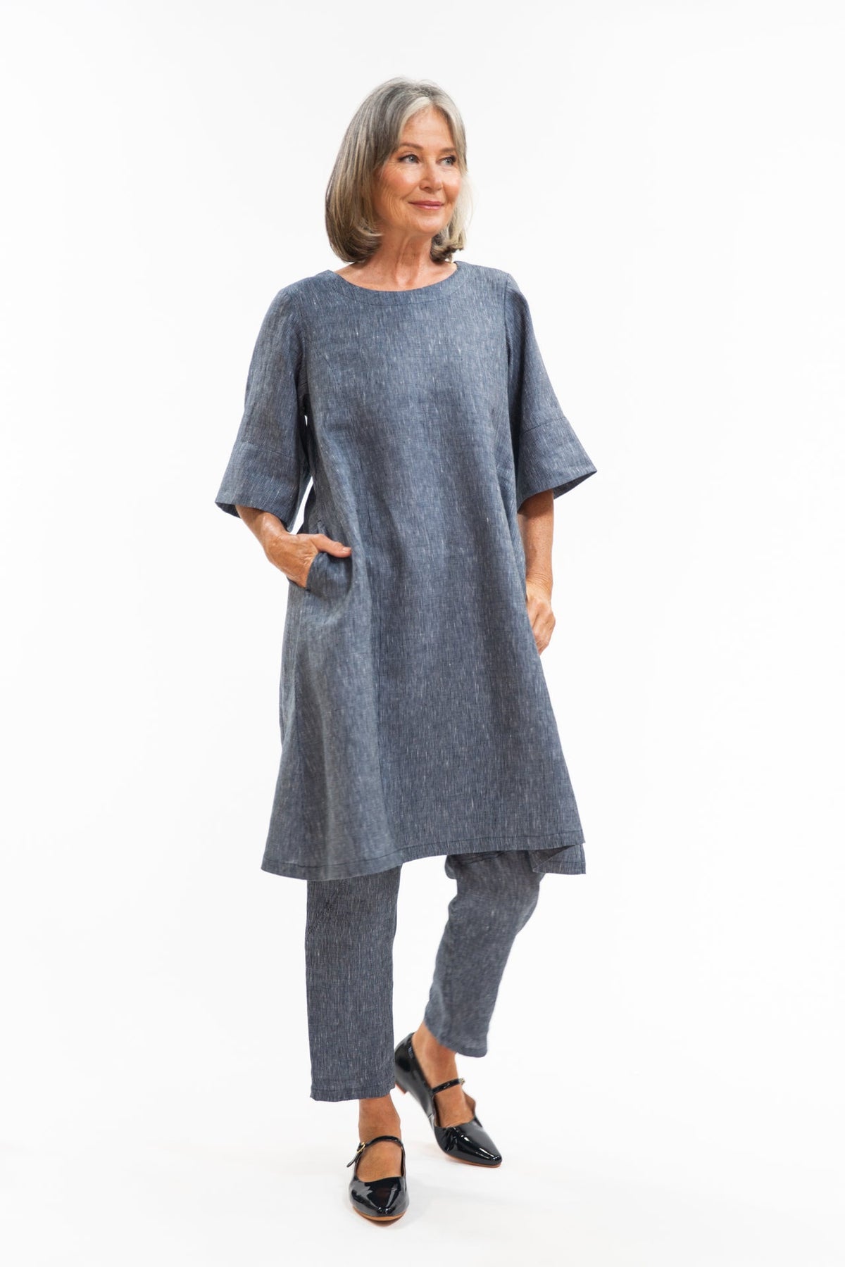 Eva’s Sunday - Avery Dress - Navy Pinstripe