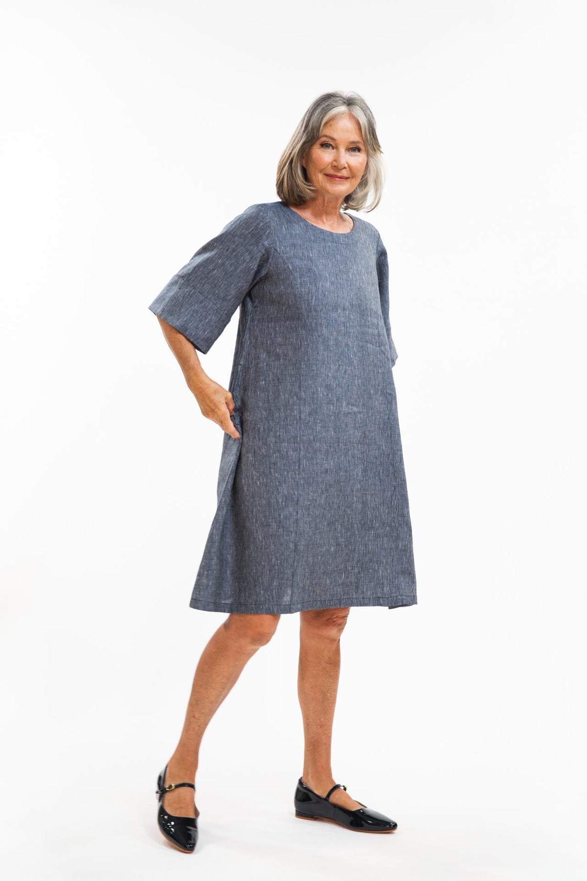 Eva’s Sunday - Avery Dress - Navy Pinstripe