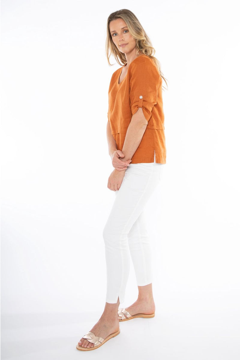 JUMP Clothing V Neck Tab Sleeve Top - Various Colours