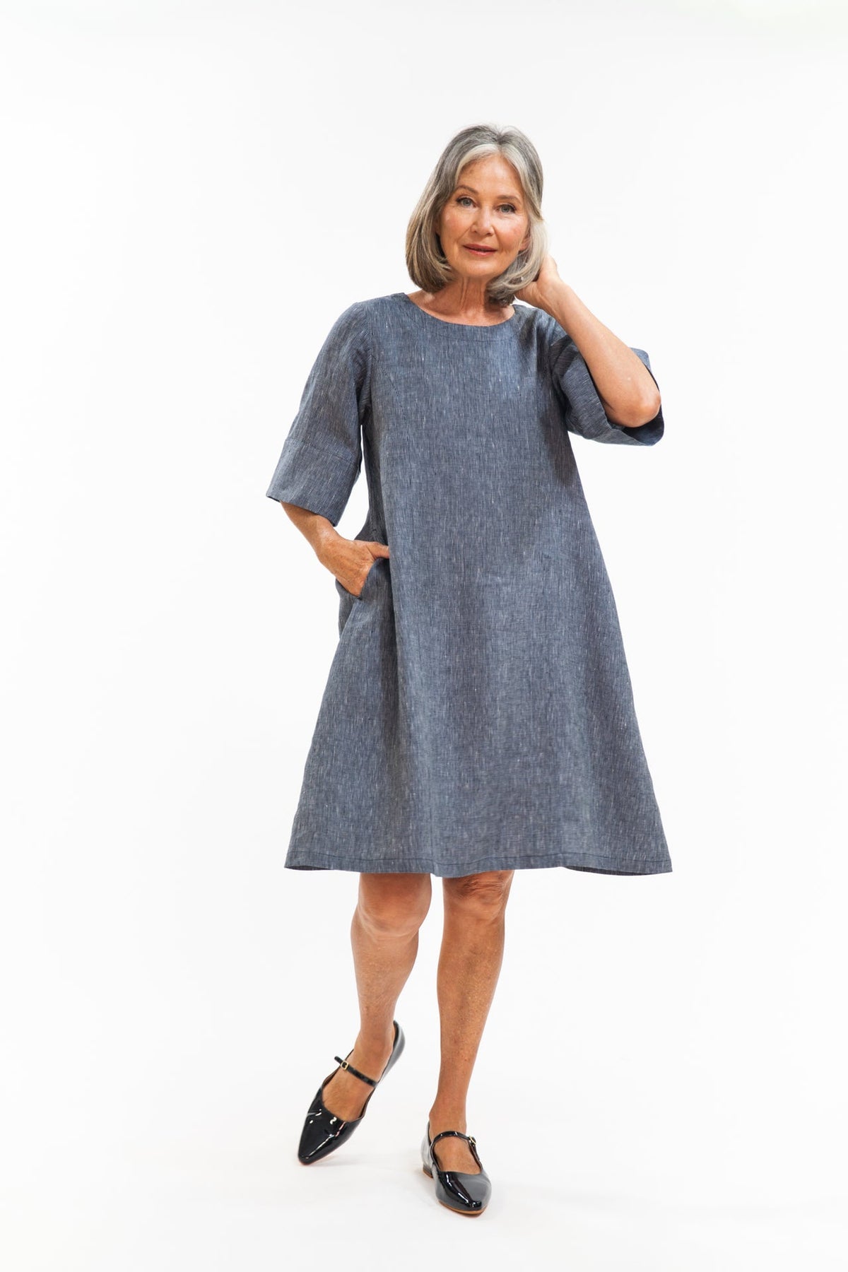 Eva’s Sunday - Avery Dress - Navy Pinstripe