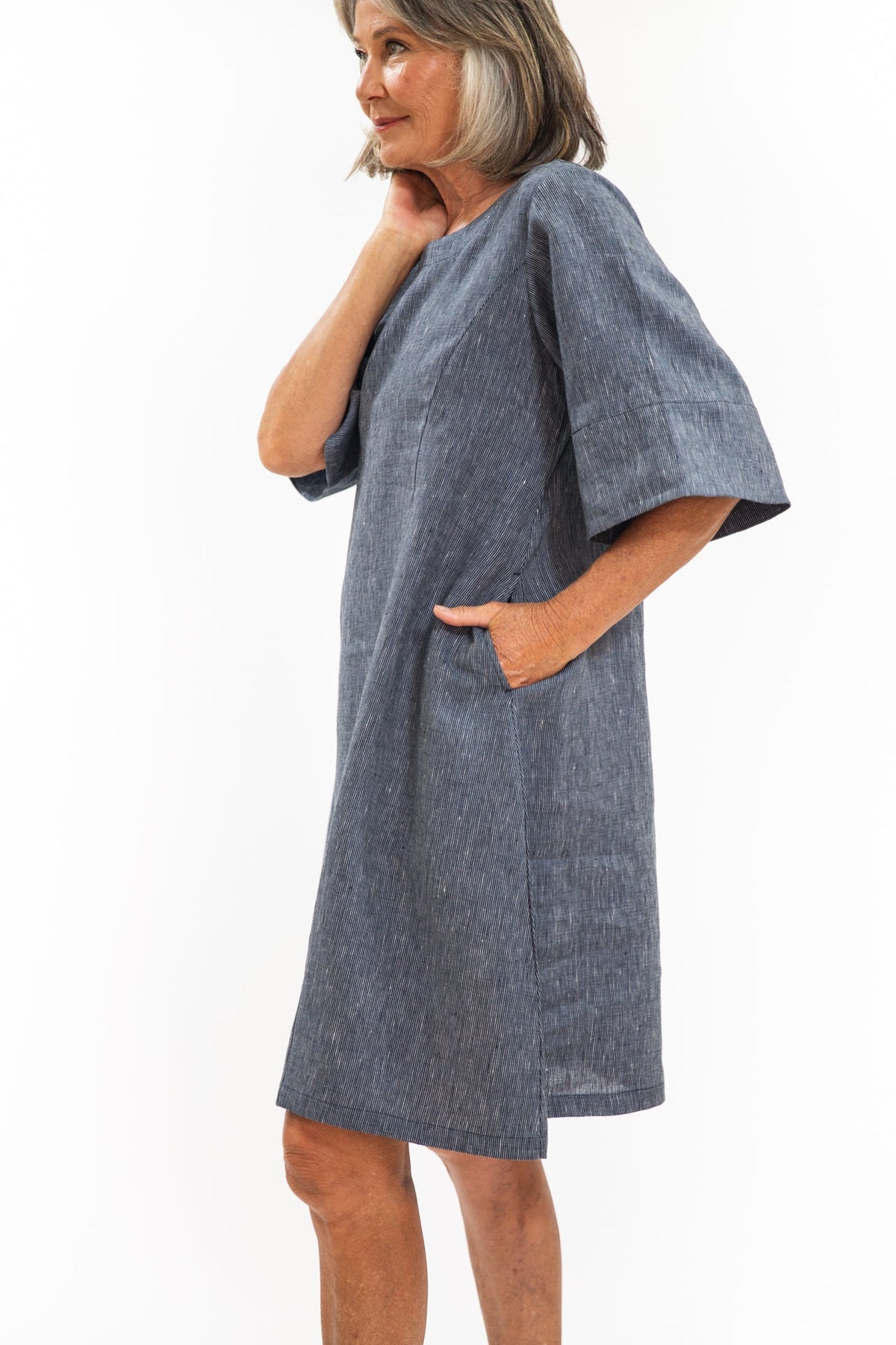 Eva’s Sunday - Avery Dress - Navy Pinstripe