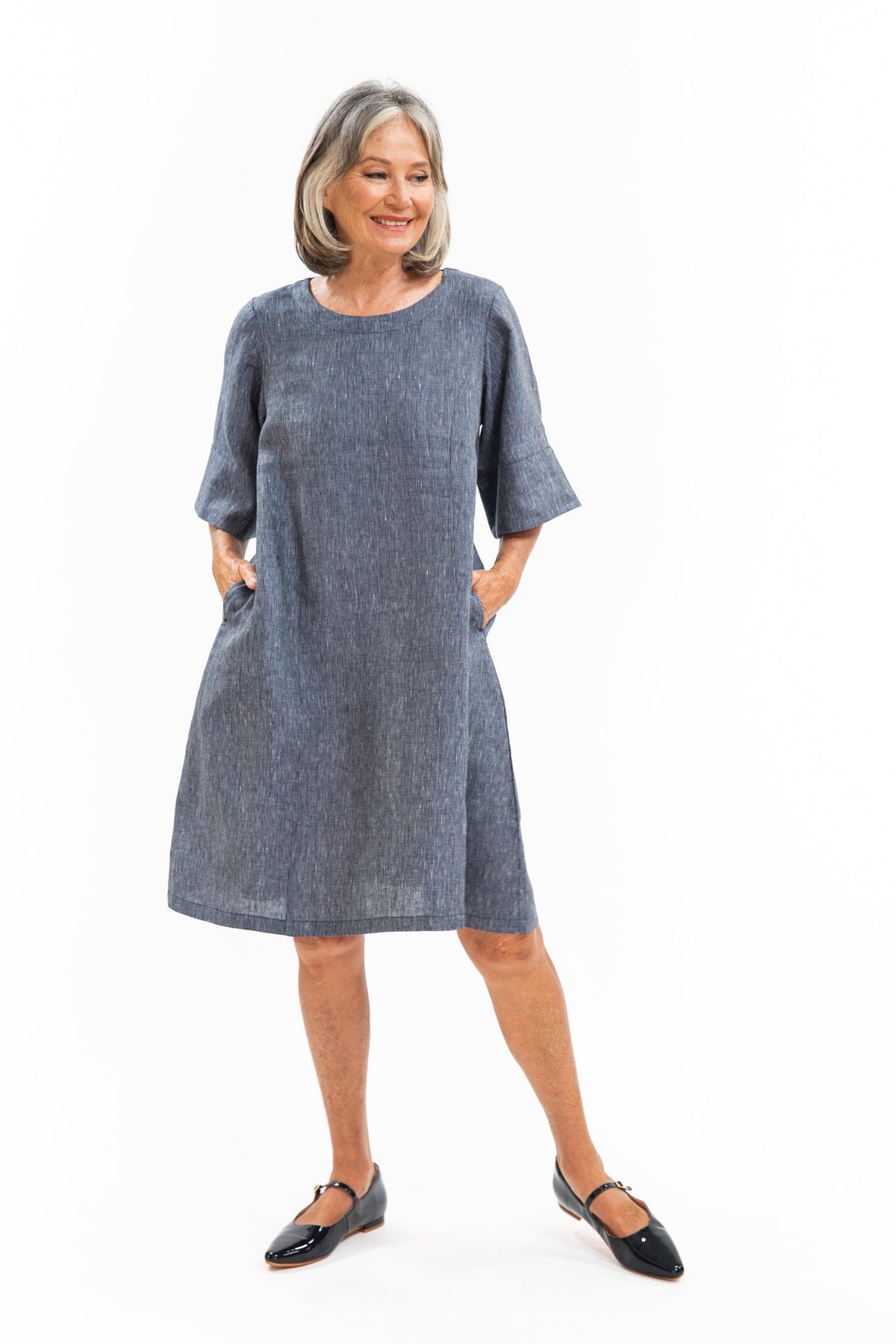 Eva’s Sunday - Avery Dress - Navy Pinstripe