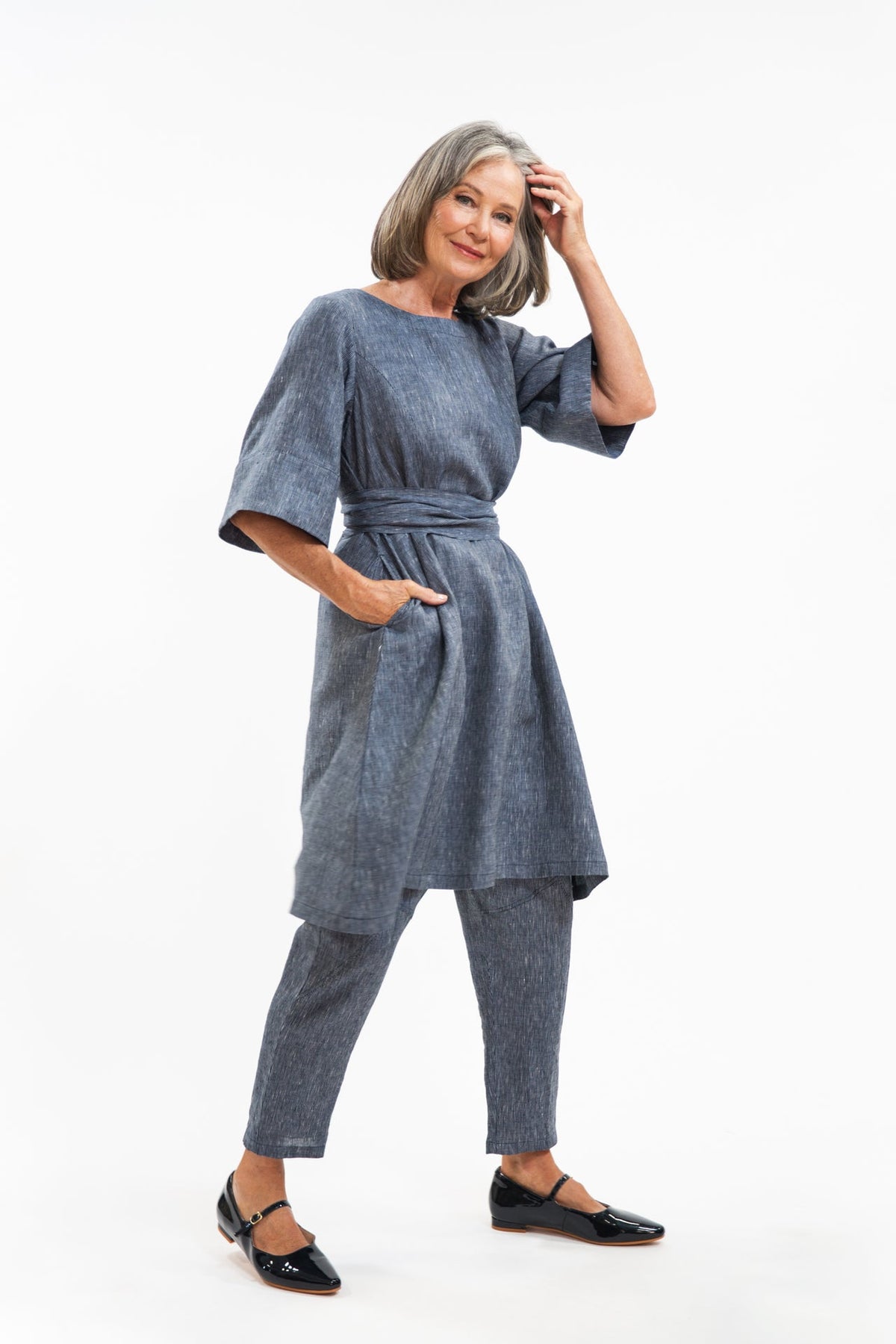 Eva’s Sunday - Avery Dress - Navy Pinstripe