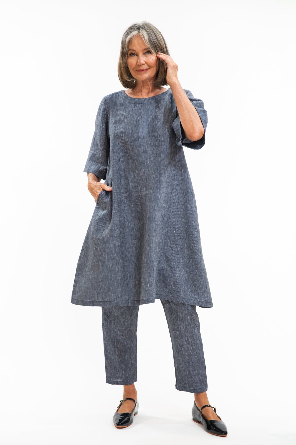 Eva’s Sunday - Avery Dress - Navy Pinstripe