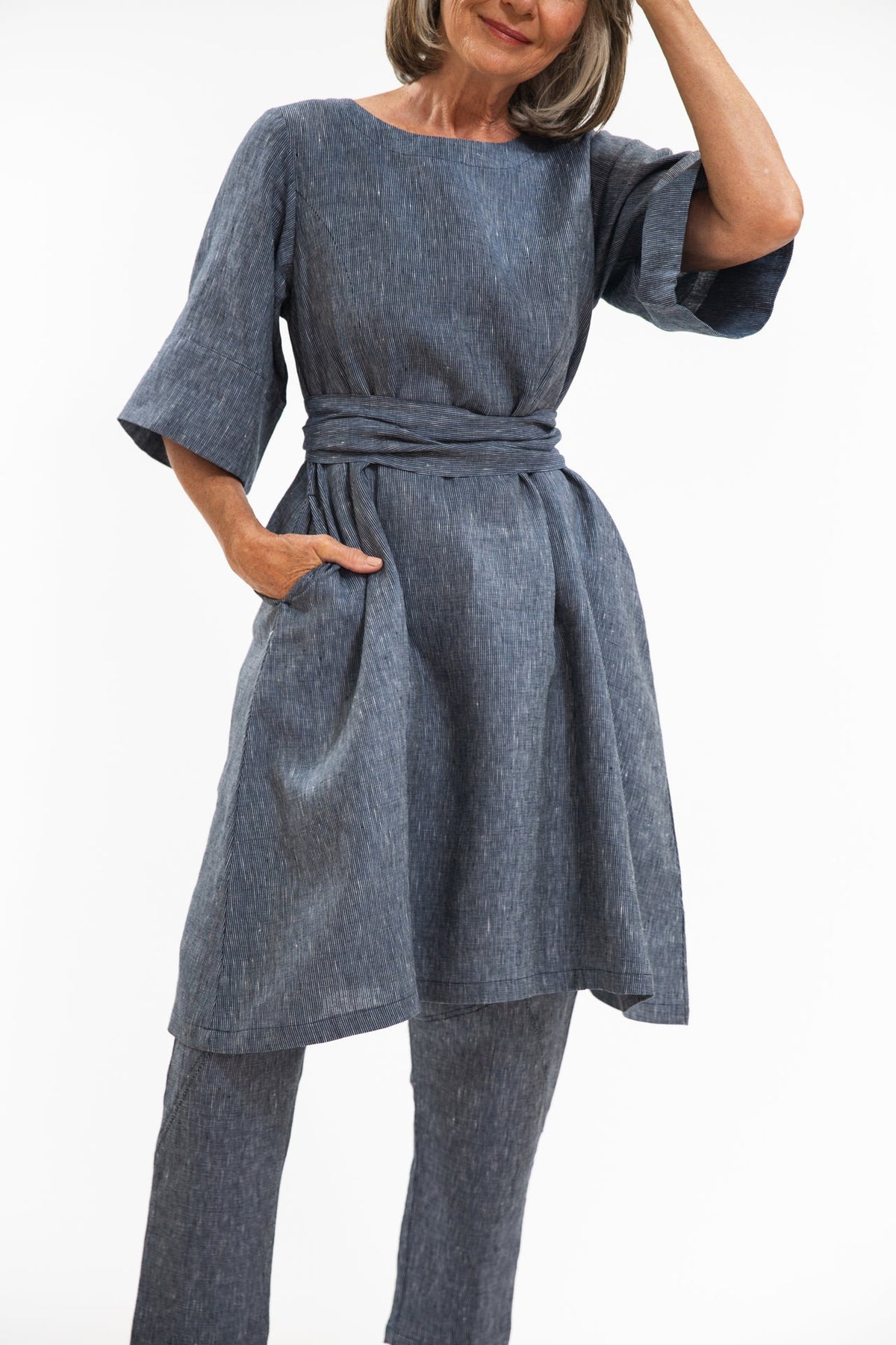 Eva’s Sunday - Avery Dress - Navy Pinstripe