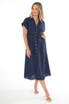 JUMP Clothing S/S Belted Linen Dress - Ink