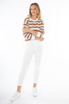 JUMP Clothing L/S Crochet Knit - Wht/Nutmeg - LAST - Size L