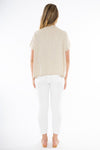 JUMP Clothing Button Thru Oversized Linen Knit Vest - Flax -LAST - Size S