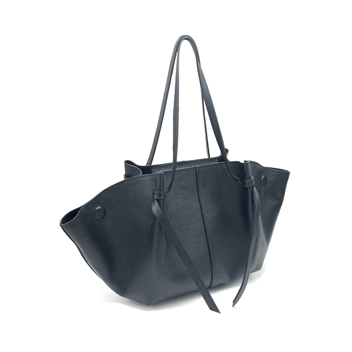 Genuine Leather Handbag Large Size Made in Italy - Black