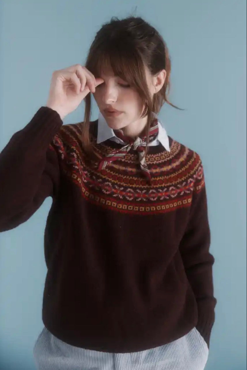 Harley of Scotland - Fair Isle Jumper - Beetroot 25
