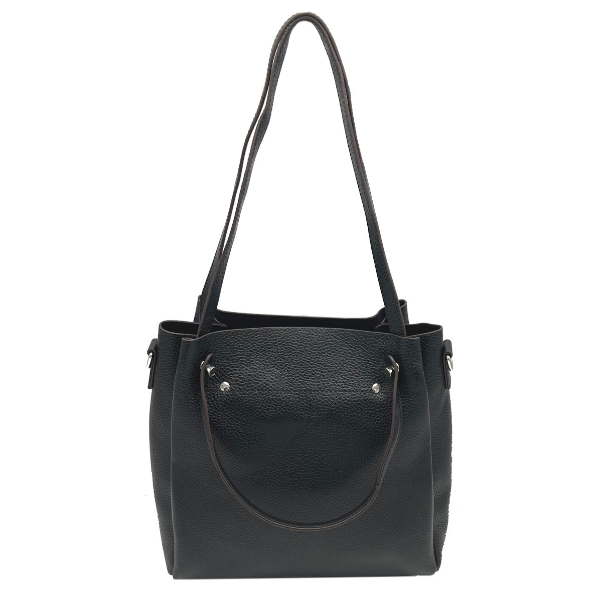 Genuine Leather Handbag Made in Italy - Black