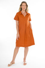 JUMP Clothing Linen Collared Dress - Copper