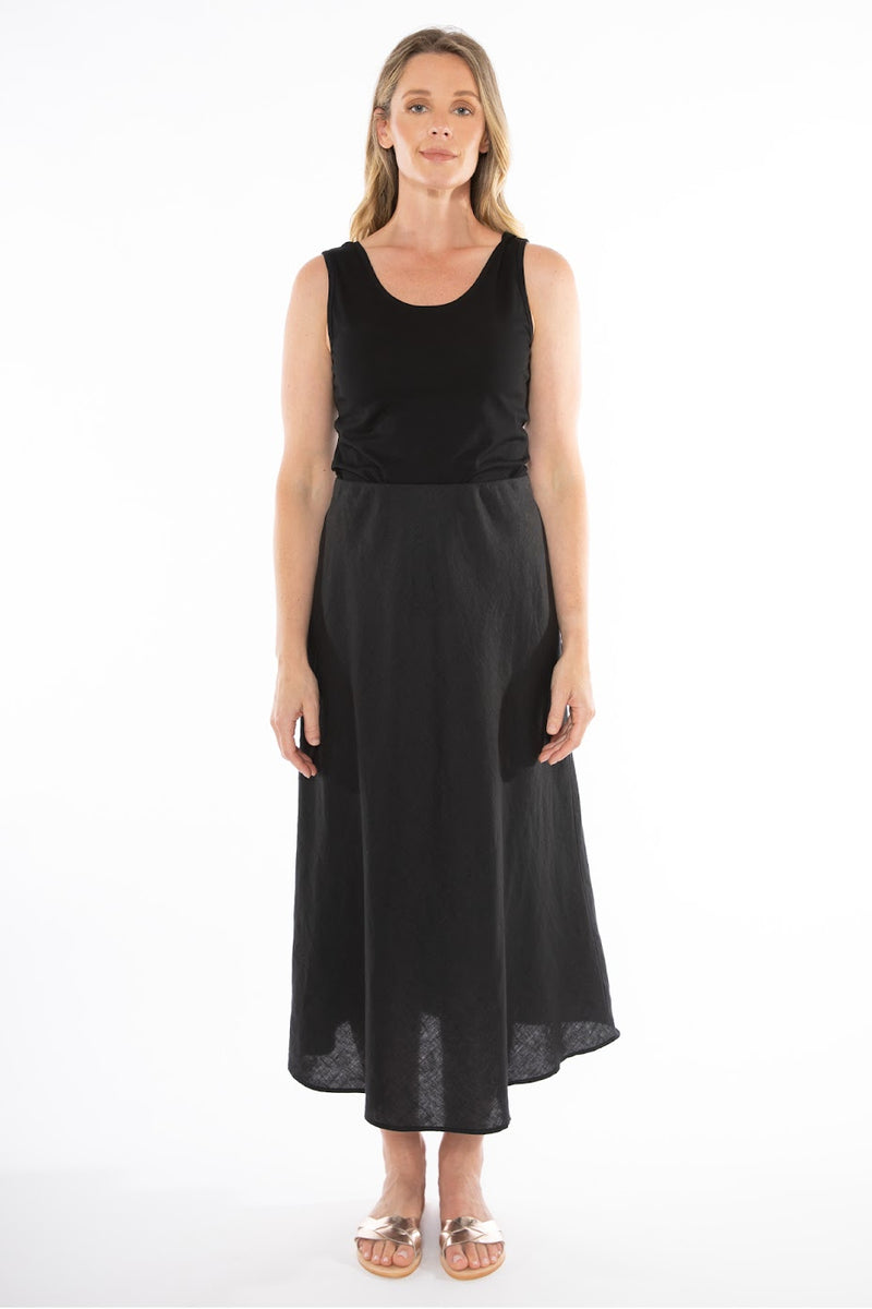 JUMP Clothing Linen Bias Cut Skirt - Black