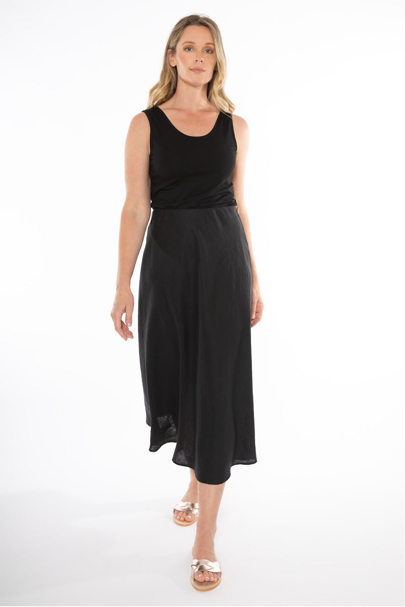 JUMP Clothing Linen Bias Cut Skirt - Black