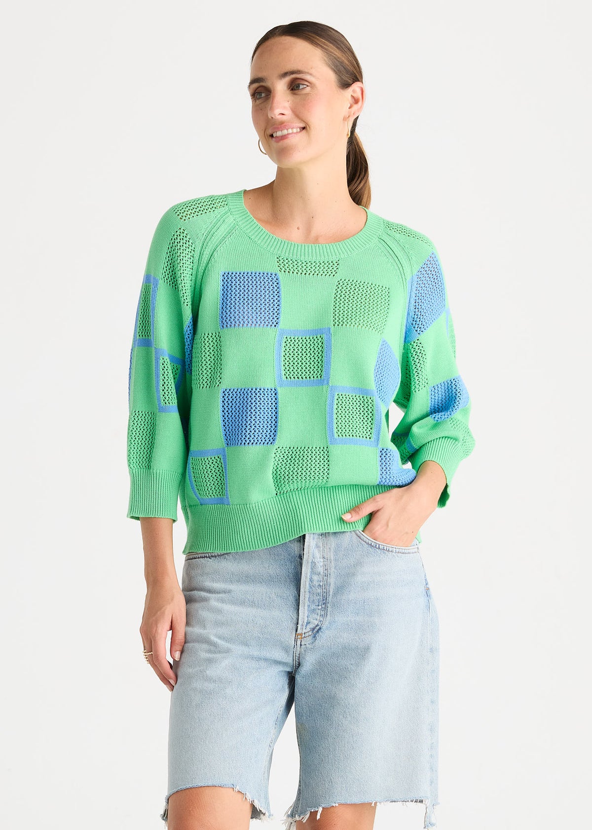 Zaket & Plover Patch Pointelle Jumper Top - Jelly Mint