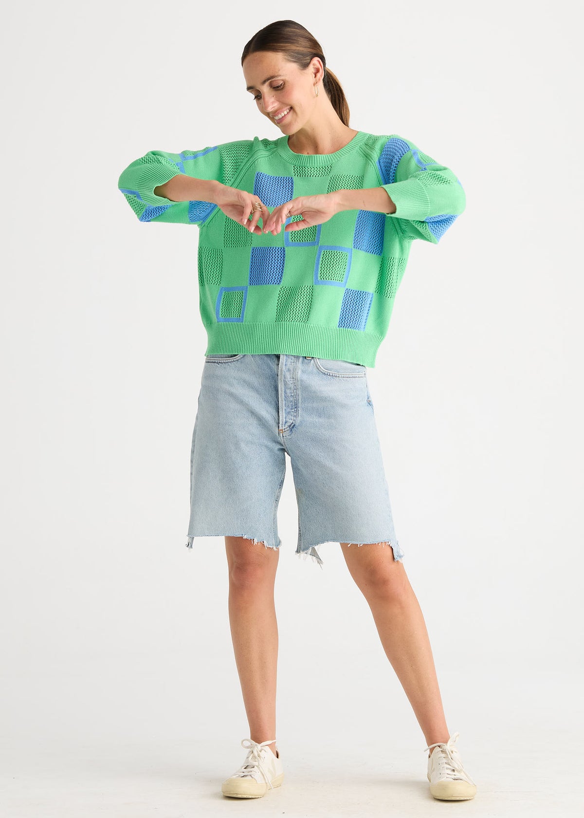 Zaket & Plover Patch Pointelle Jumper Top - Jelly Mint