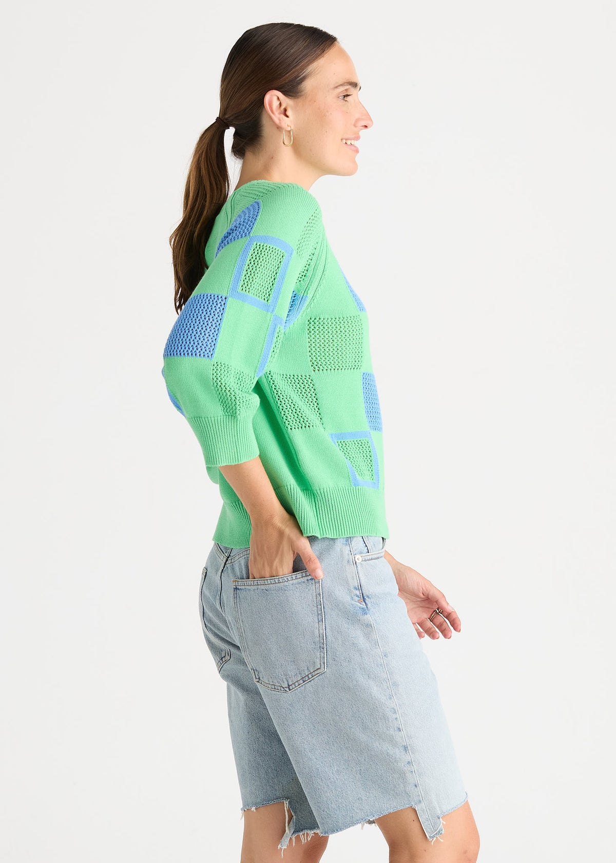 Zaket & Plover Patch Pointelle Jumper Top - Jelly Mint
