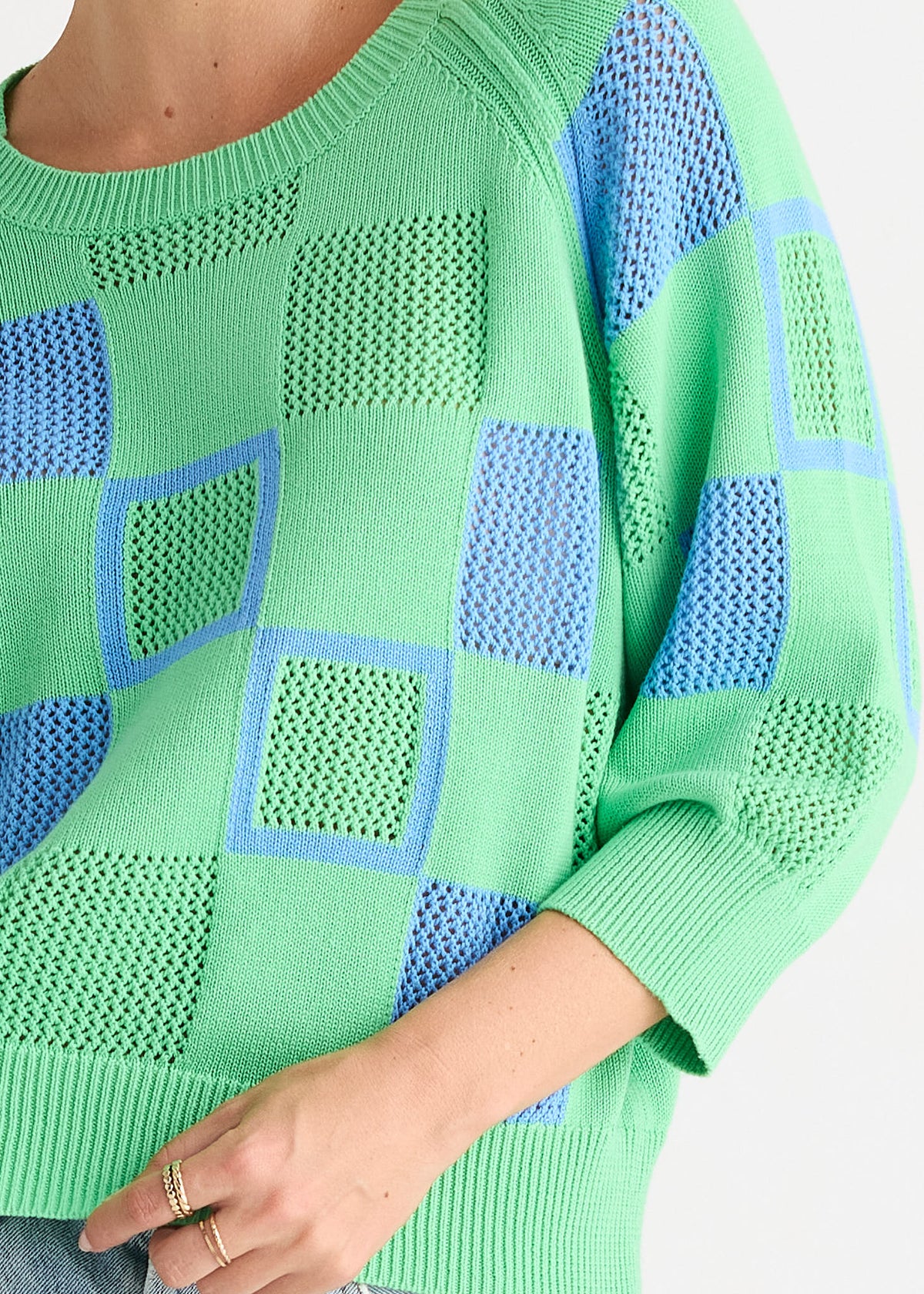 Zaket & Plover Patch Pointelle Jumper Top - Jelly Mint
