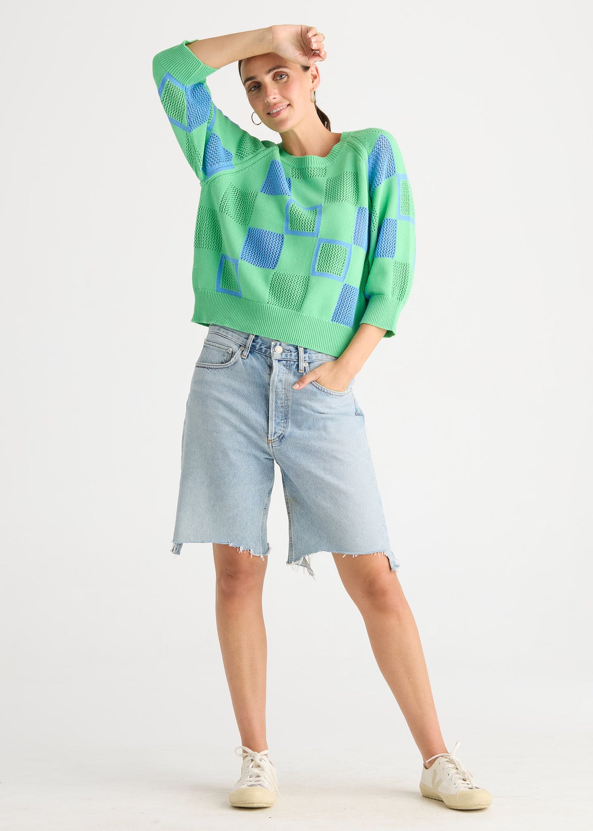 Zaket & Plover Patch Pointelle Jumper Top - Jelly Mint