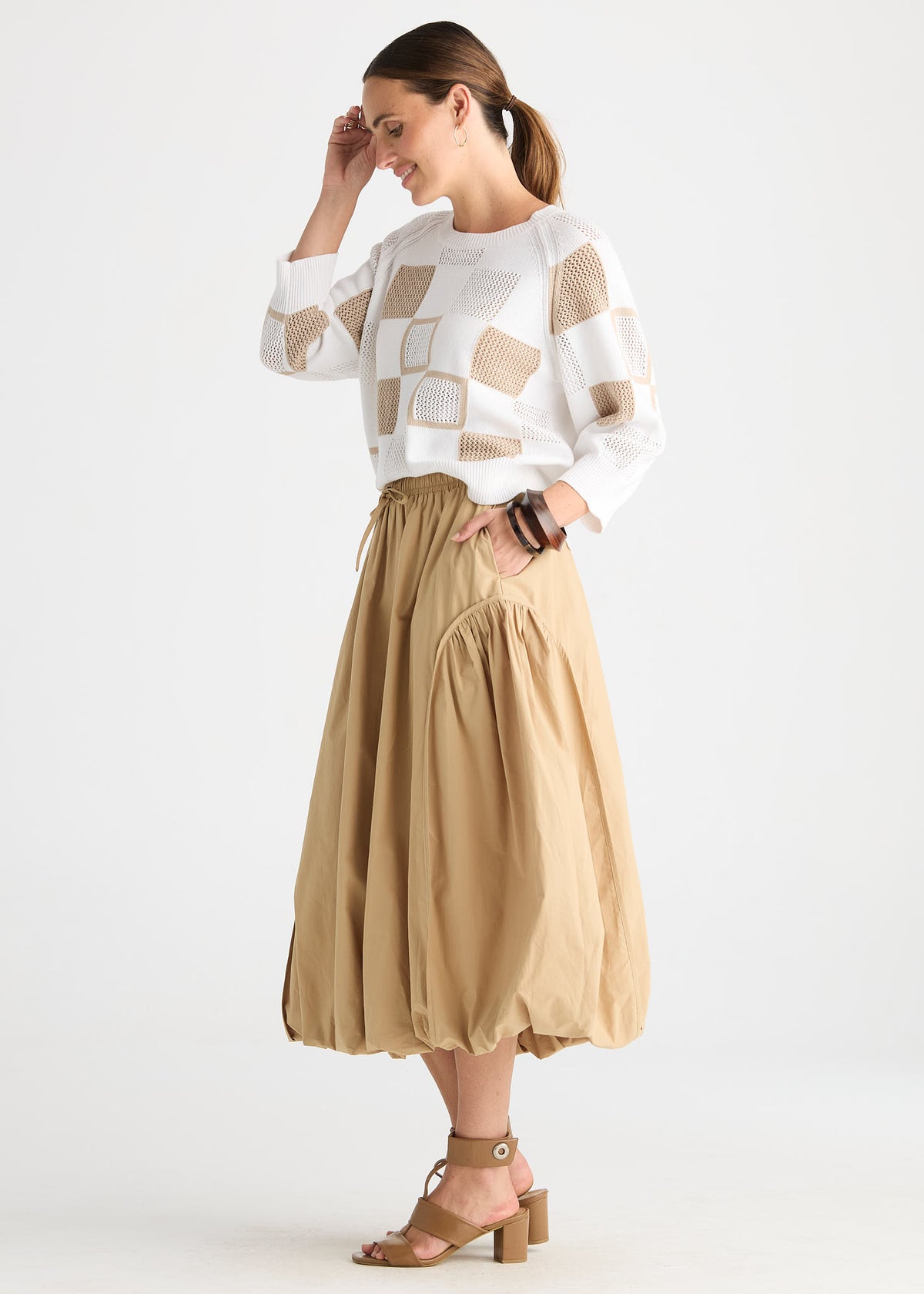 Zaket & Plover Patch Pointelle Jumper Top - White