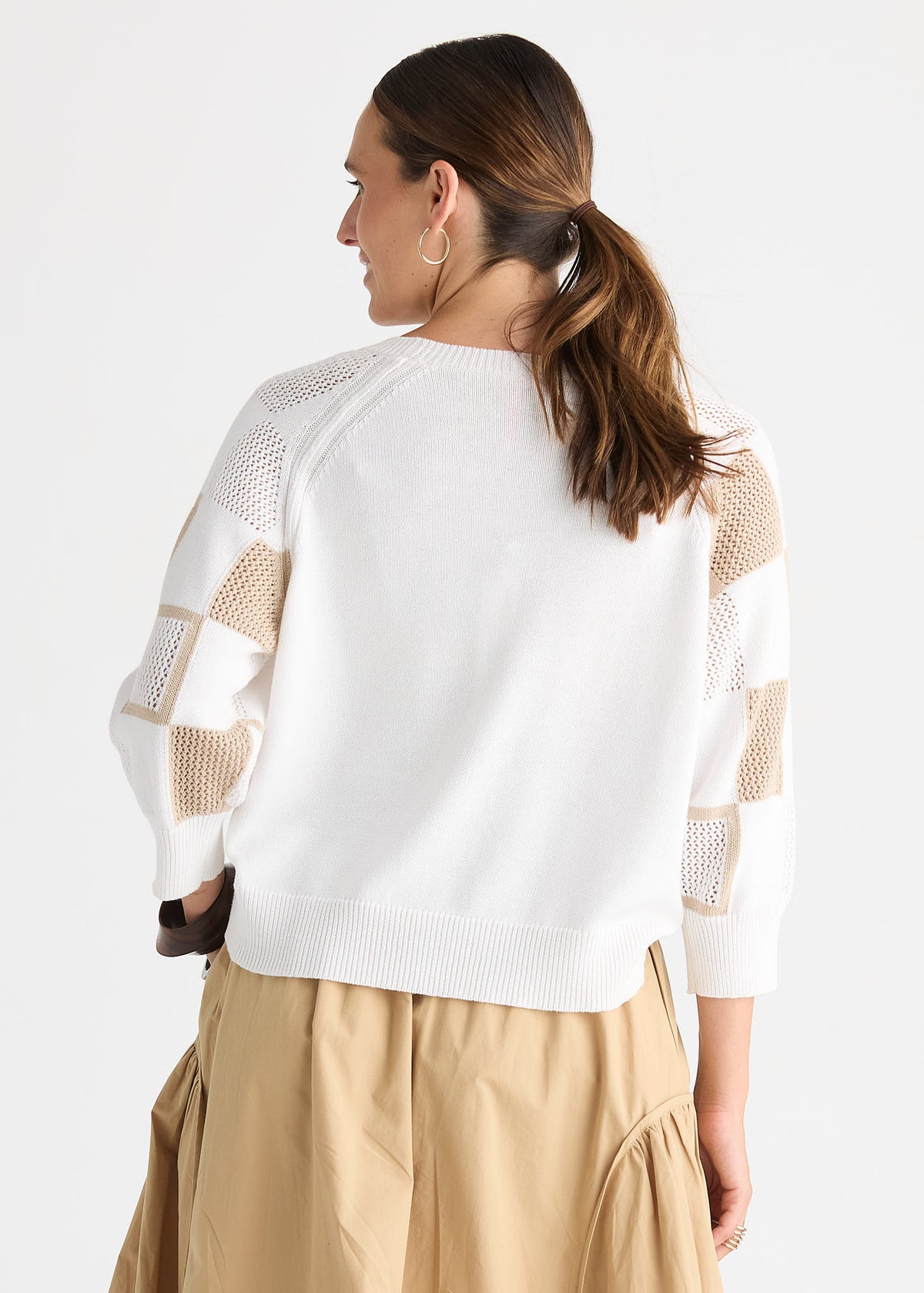 Zaket & Plover Patch Pointelle Jumper Top - White