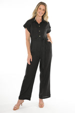 JUMP Clothing Linen Jumpsuit - Black - LAST - Size 8